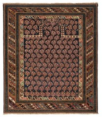 3.7×4.4 Ft Antique Shirvan Prayer Rug, East Caucasus, Late 19th Century
