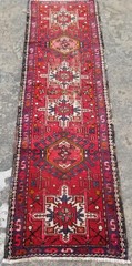 Vintage Traditional Handmade Hamadan Style Wool Multicolor Runner 234 x 69 cm