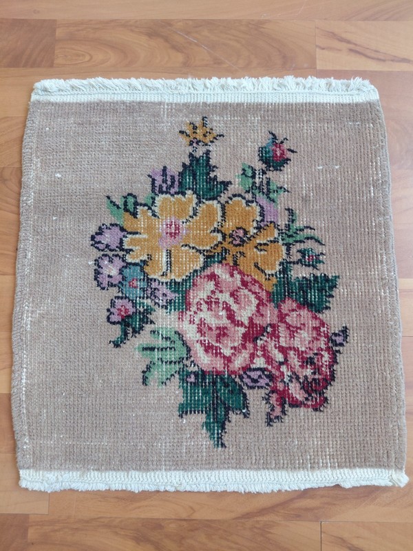 Vintage Floral Rug Handmade Decor Rug Organic Wool Rug Beige Rug Free Ship Rug gallery