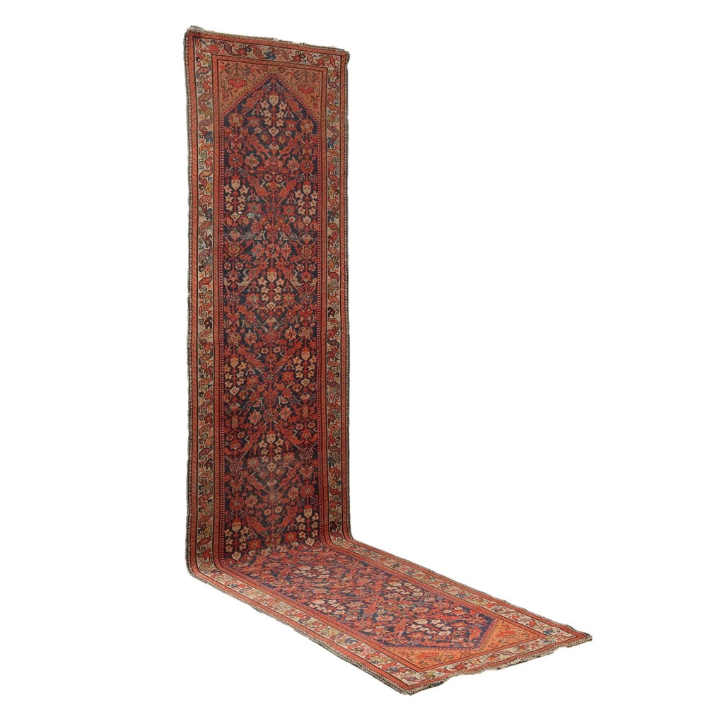 Antique Asian Carpet Cotton Wool Thin Knot 158 x 38 In
