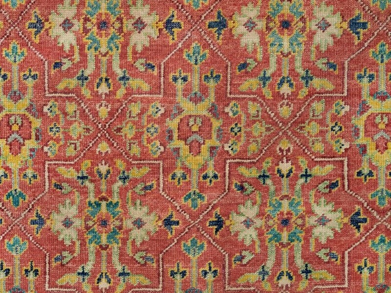 14'x16'5" Fire Brick Red, Sheared Low, 100% Wool, Hand Knotted, Oushak Rug gallery