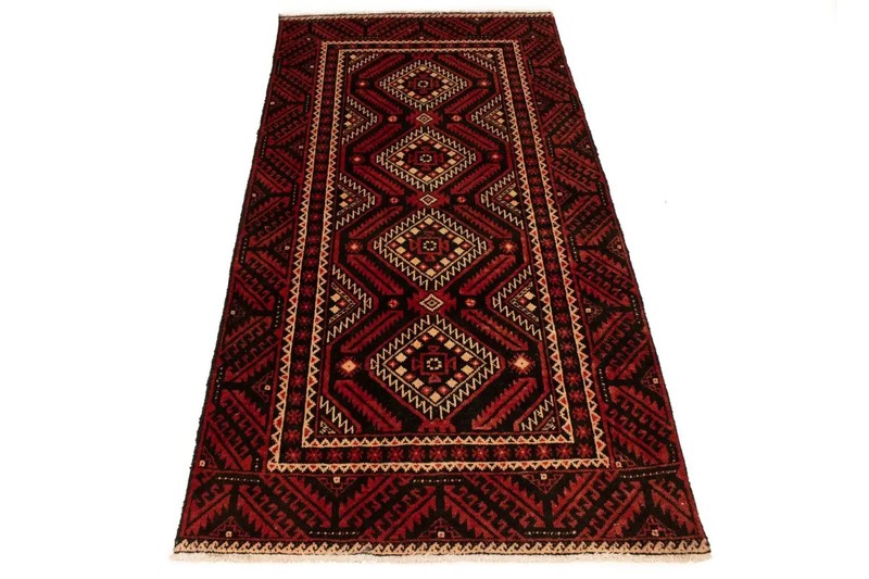 Handmade Oriental Rug Red Tribal Geometric Style Kitchen Decor Carpet 3'3X6'5 ft gallery