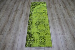 Yellow Runner Turkish Handmade Hallway Rug Oushak Overdyed Floral Carpet 2x6ft