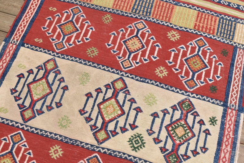 Turkish Vintage Kilim Handwoven 3x5 Cicim Kilim Natural Wool Area Rug 105x180cm gallery