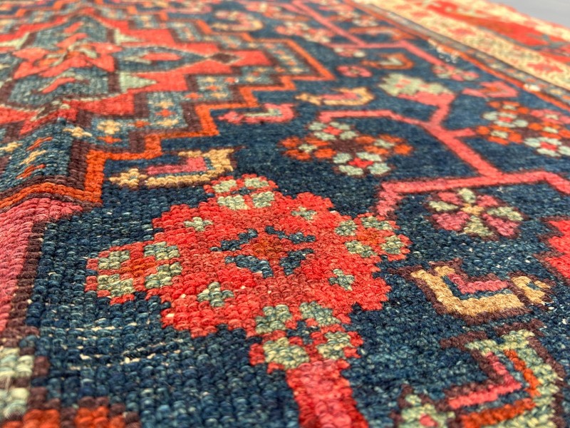 Antique Hand-Knotted Turkish-Inspired Rug, Geometric Pattern, Nomadic Art Rug gallery