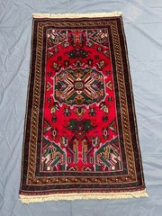 Vintage Afghan Baluchi Rug 2’11 x 5’3 Hand Knotted Tribal Geometric Wool Carpet