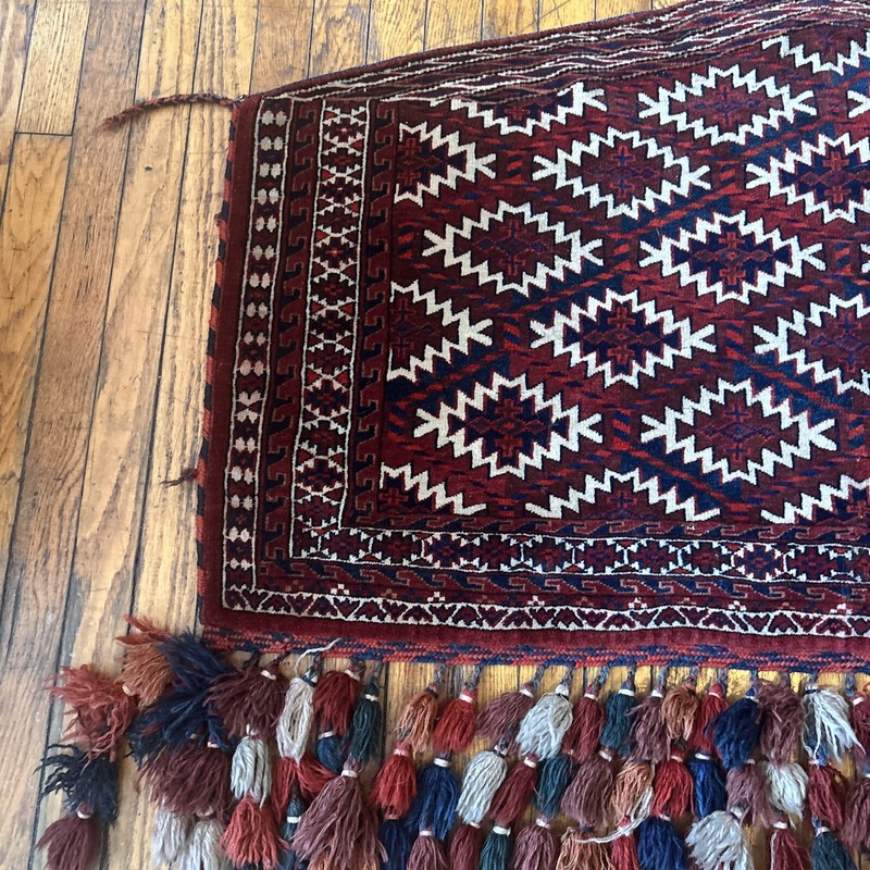 ANTIQUE TURKOMAN ASMALEK Yomud Rug Large Size 47”x36” Approx gallery