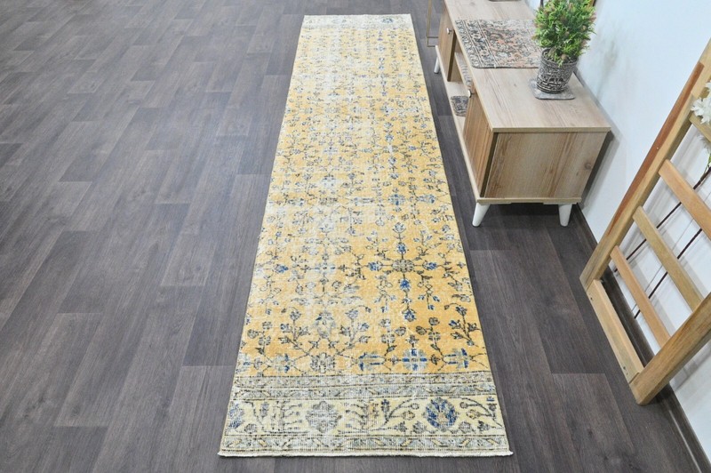 Vintage Turkish Runner Rug 3x10ft ORANGE Handmade Anatolian Oushak Hallway Wool gallery