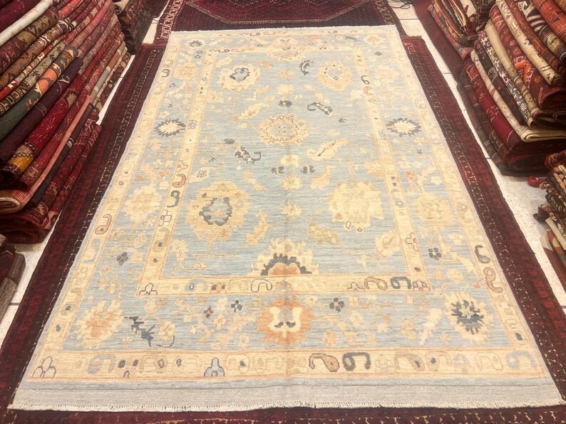8 X 6 ft Stunning Natural Vegetable Dye Oushak Chobi Turkoman Carpet