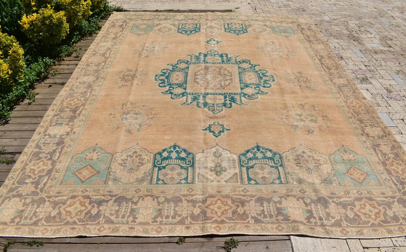 Turkish Rug 115''x143'' Vintage Light Muted Color Rug Oushak Rug 295x365cm 9x11 gallery