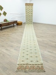 Modern Turkish Extra Long Runner 2.5×24.8 ft Hand-knotted Oushak Stairway Rug