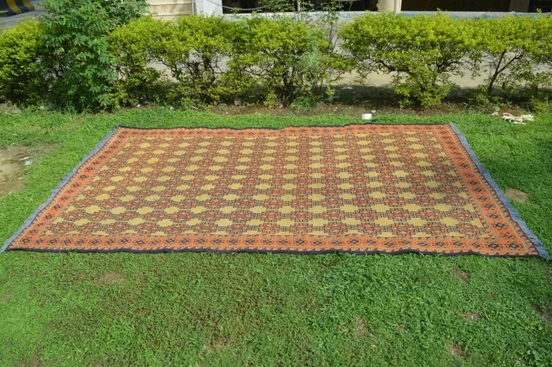9.5 X 5.5 FT Stunning Fine Quality Geometric Herati Sumak Kilim Rug gallery