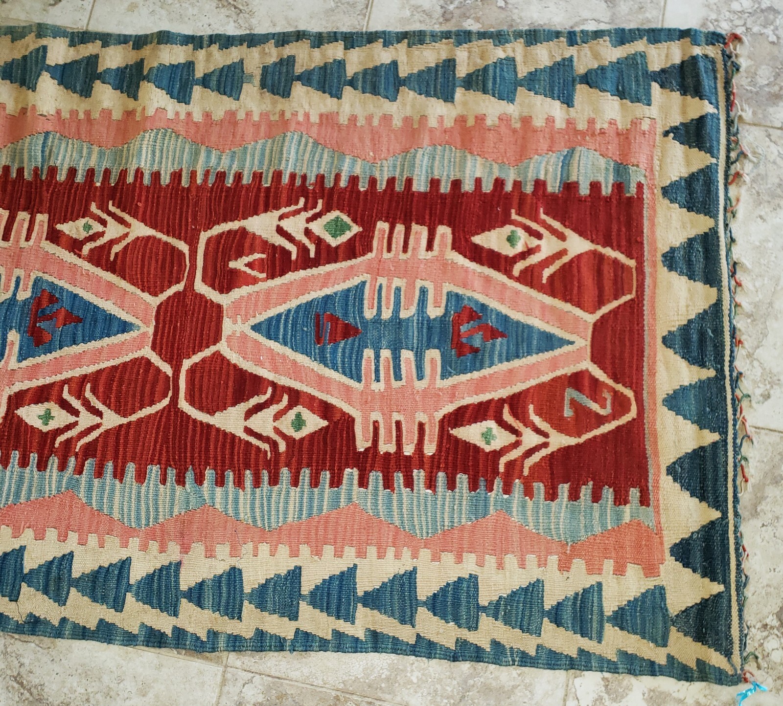 Antique KILIM Traditional Tribal Caucasian Hand Knotted LOTUS Wool 5'5" x 3'4" gallery