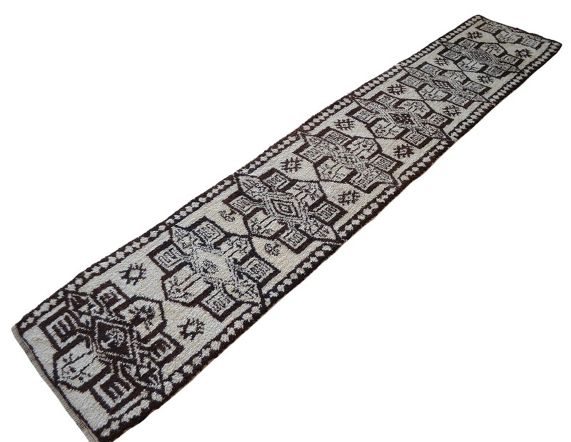 EXTRA LONG Runner Kurdish HandMadee Tribal Turkish Runner Rug NO DYES 3x14 feet gallery
