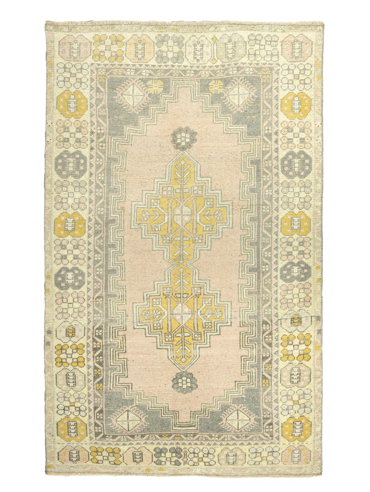 Turkish Oushak Rug 3.8x5.9 ft – Vintage Hand-Knotted Wool Pastel Accent Carpet gallery