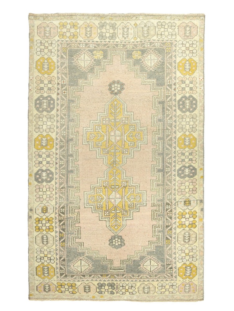 Turkish Oushak Rug 3.8x5.9 ft – Vintage Hand-Knotted Wool Pastel Accent Carpet