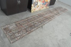 2×12 rug, handmade vintage turkish runner rugs, neutral oushak rug runners,186