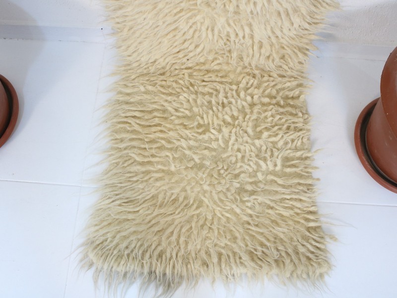 Natural Sheepskin Shaggy Runner Rug Ivory Wool Long Pile 1.7x7.3 ft gallery