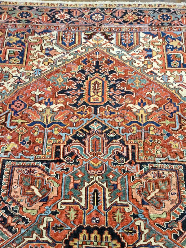 Circa 1920s Hand Knotted large Antique Herize Serapies rug size 8ft By 11ft gallery