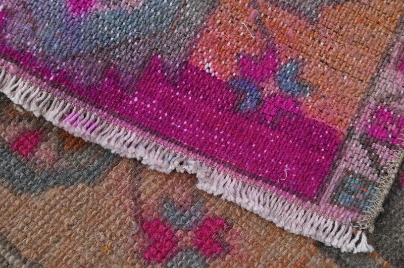 Oushak Turkish Doormat Rug 1x3 PEACH Anatolian Handmade Vintage Small Kilim Rug gallery