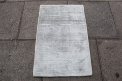 Vintage Traditional Hand Made Oriental Contemporary Wool Silk Grey Rug 93x60cm