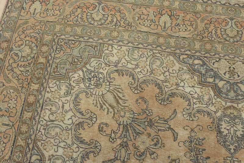 Tabrizi Rug 9’4” x 12’8” Pink Wool Vintage Distressed Hand-Knotted Carpet gallery