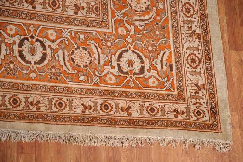 Pre-1900 Ivory Tebriz Vegetable Dye Handmade Palace Size Antique Rug 13x19 ft. gallery