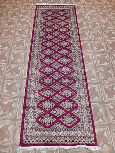 Soft Looking Red hall carpet runners Handmade 3x8 Bokara Jaldar Rug gallery
