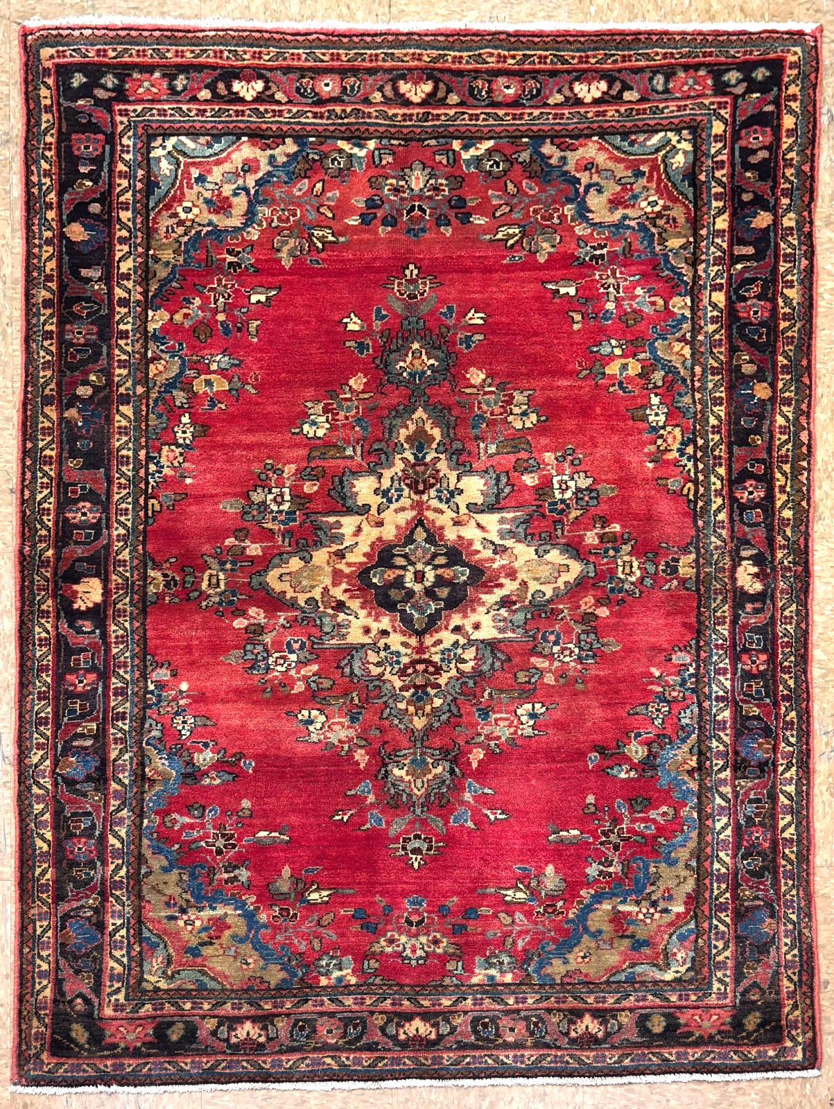Vintage Hamedan Hand Knotted Wool Tribal Area Rug 4x6 Oriental Carpet Red Blue gallery