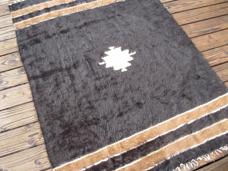 1890-1900 ANTIQUE TURKISH ANATOLIAN DEVAN GOAT HAIR COVER GREAT COLORS 5'6" gallery