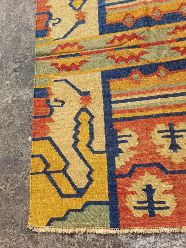 Vintage Traditional Handmade Beautiful Turkish Kilim Floor Rug Carpet 212x157 cm gallery