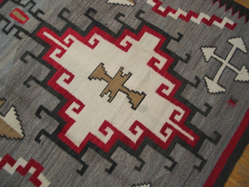 4'x6' Antique Gray Background Tribal Geometric Flatwoven Native American Navajo gallery