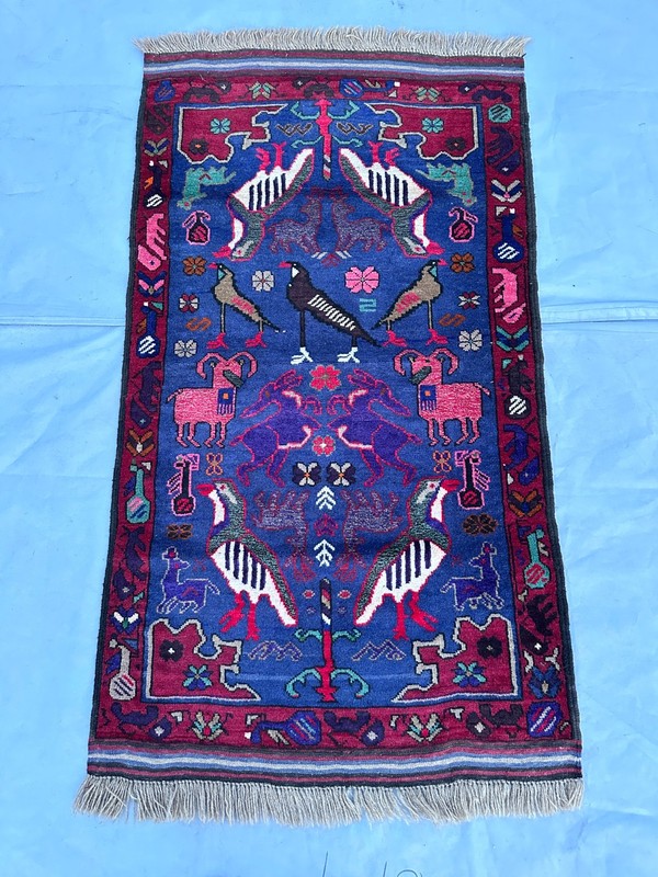 COLLECTORS' ITEM Vintage Deer Pattern Pictorial Nomadic Tribal Shikargah Carpet gallery