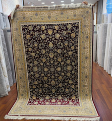 Turkish Silk Blend Rug 8x11ft Burgundy Red Cream Floral Oriental Luxury Area Rug