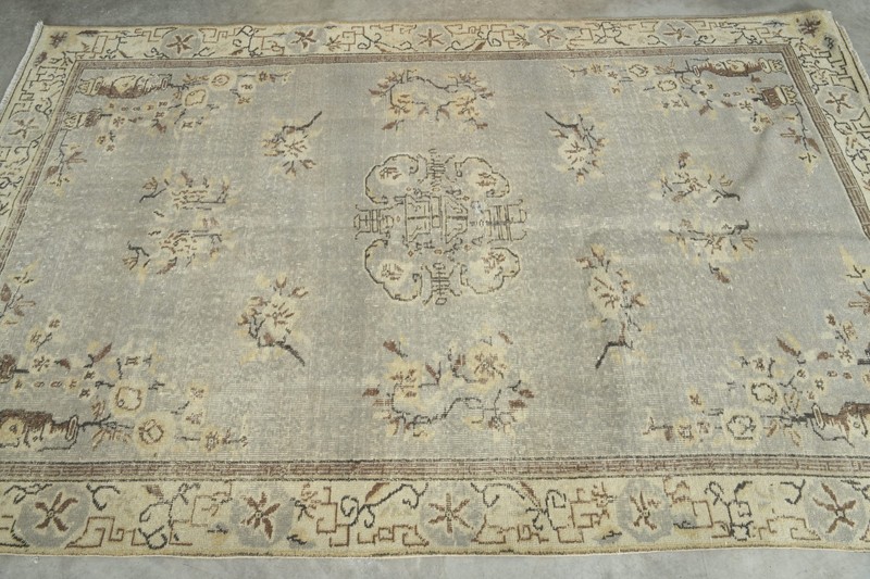5x9 turkish vintage rug, hand-knotted oushak wool rug, boho decor carpet,722 gallery