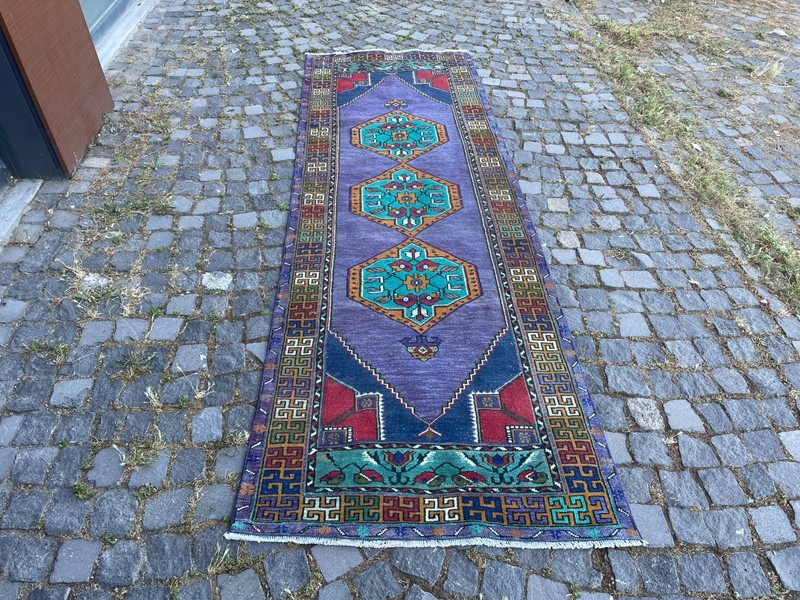 Bohemian Runner Rug, Turkish Vintage Rug, Handmade Wool Rug, 3,3 x 10, ft gallery