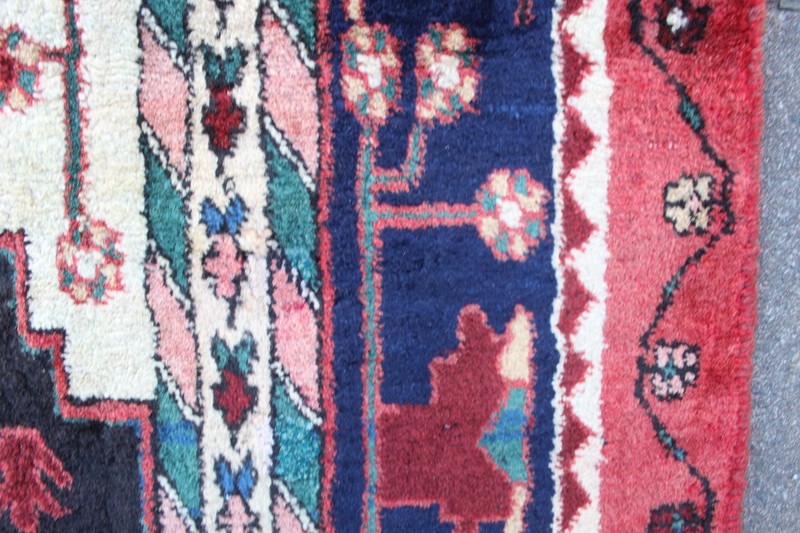 Vintage Hand Made Traditional Oriental Wool Black Long Corridor Carpet 366x166cm gallery