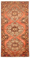Vintage Hand-Knotted Area Rug 4’11” x 9’10” Traditional Oriental Wool Carpet