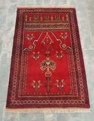142×93 cm Vintage Afghan Baloch Prayer Rug, best Tribal Rug wool rug Nomadic