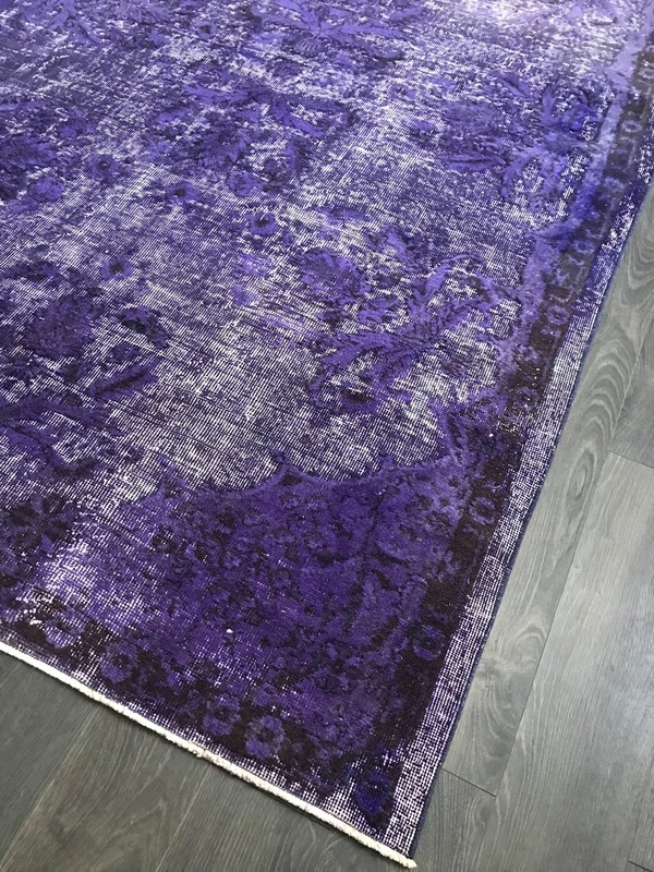 5.3x8.7 Large Vintage Purple Turkish Oushak Wool Rug , Overdyed Purple Rug gallery