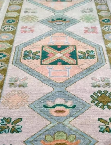 Vintage Turkish Oushak Rug, Beige 9X12 ft, Handmade Wool, Bohemian Anatolian gallery