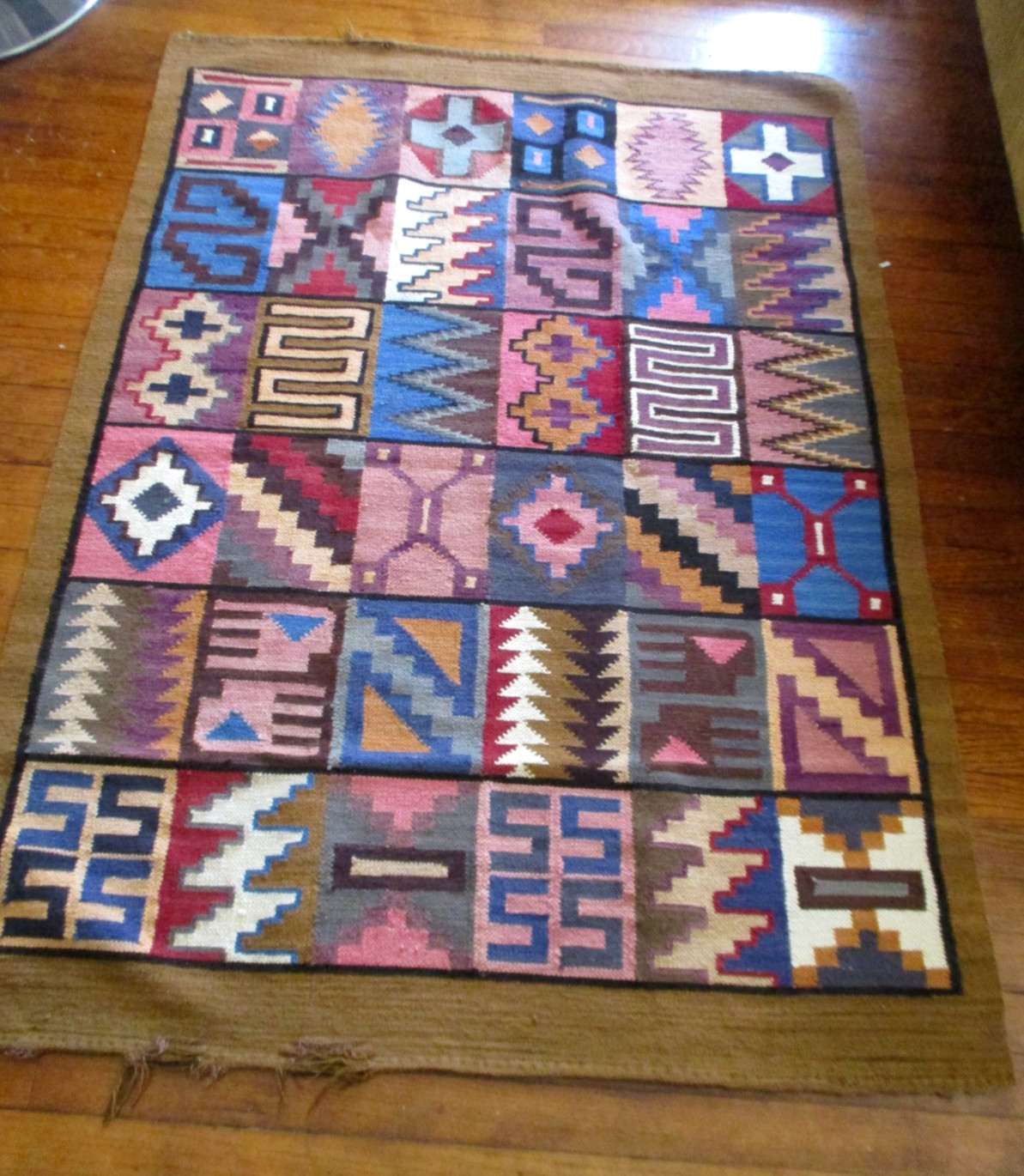 Vintage Handmade Tribal Wool Kilim Rug Flat Weave 6' x 3.5' Boho gallery