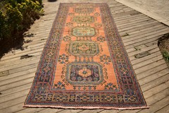 Turkish Rug 55”x141” Oushak Kitchen Runner Vintage Orange Stairs Carpet 4×11