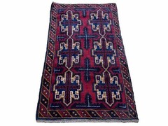 2′ 7″ X 4′ 6″ Vintage Handmade Tribal Wool Rug Balouchi Rug Afghan Rug Red Blue