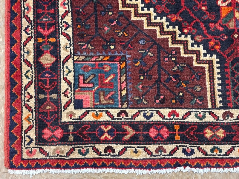 Vintage Hamedan Tribal Hand Knotted Wool 4x7 Navy Blue Geometric Oriental Boho gallery