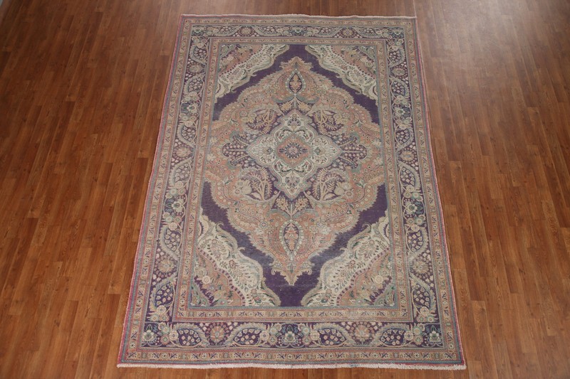 Hand-Knotted Vintage Wool Area Rug 7x9 Ft Medallion Living Room Oriental Carpet gallery