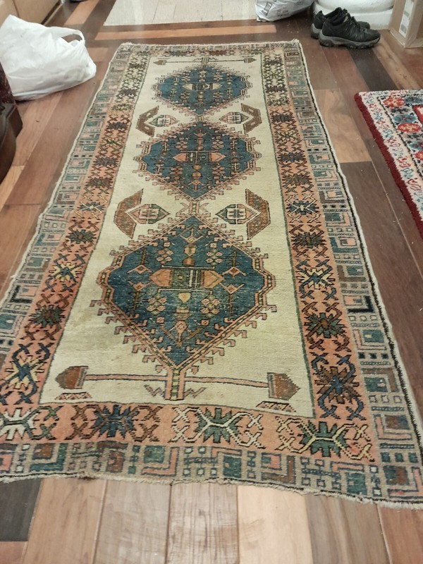 1800"s Oriental Anatolian Rare Karabagh Kazak long rug nice color H/knotted gallery