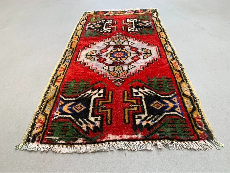 Small Vintage Turkish Rug 103x52 cm, Short Runner, Tribal, Shabby, Mini Carpet gallery