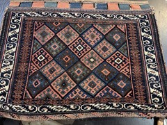 VINTAGE ANTIQUE Tribal Jaff Kurd Bag face 2.9×3.8 Professionally Washed