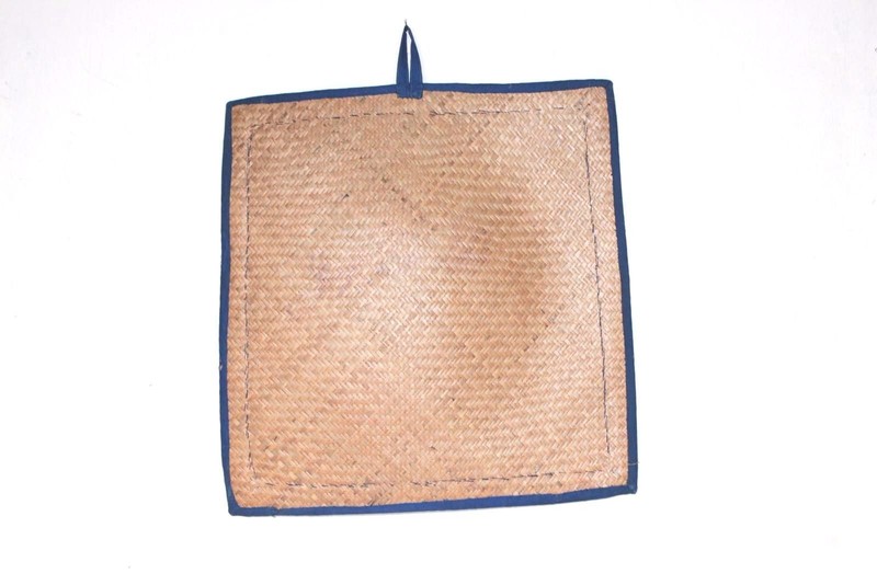 Yoga & Food Eating Small Cane Mat 1980's Old Vintage Antique Home Decor gallery